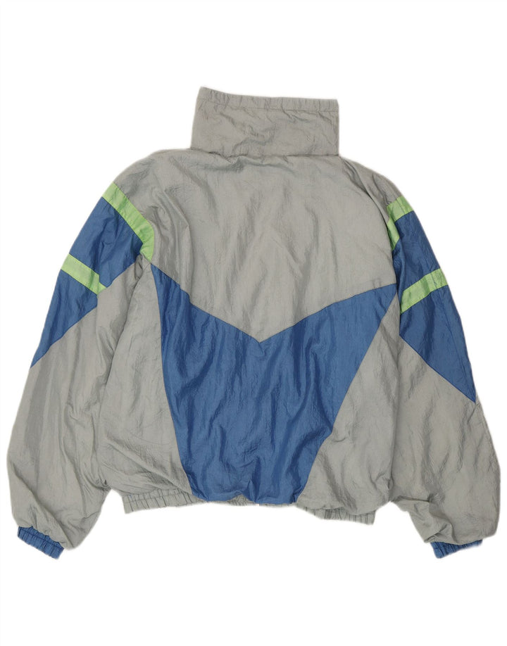 Vintage męski dres, duży, szary nylon z blokami kolorów