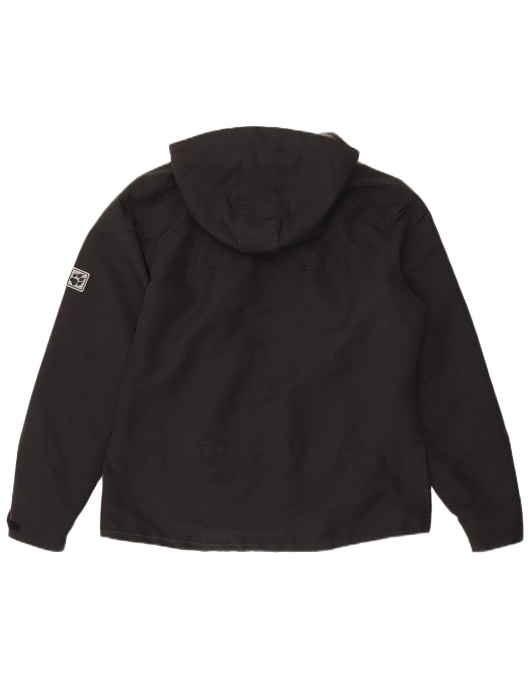 Damska kurtka wiatrówka z kapturem Jack Wolfskin UK 16, duża, czarna, poliester
