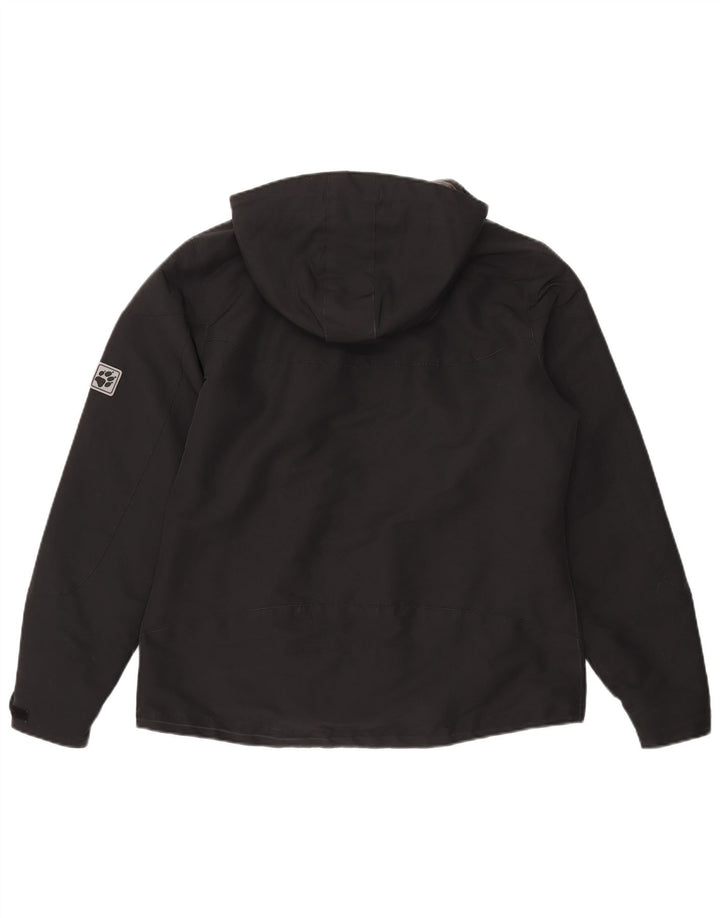 Damska kurtka wiatrówka z kapturem Jack Wolfskin UK 16, duża, czarna, poliester