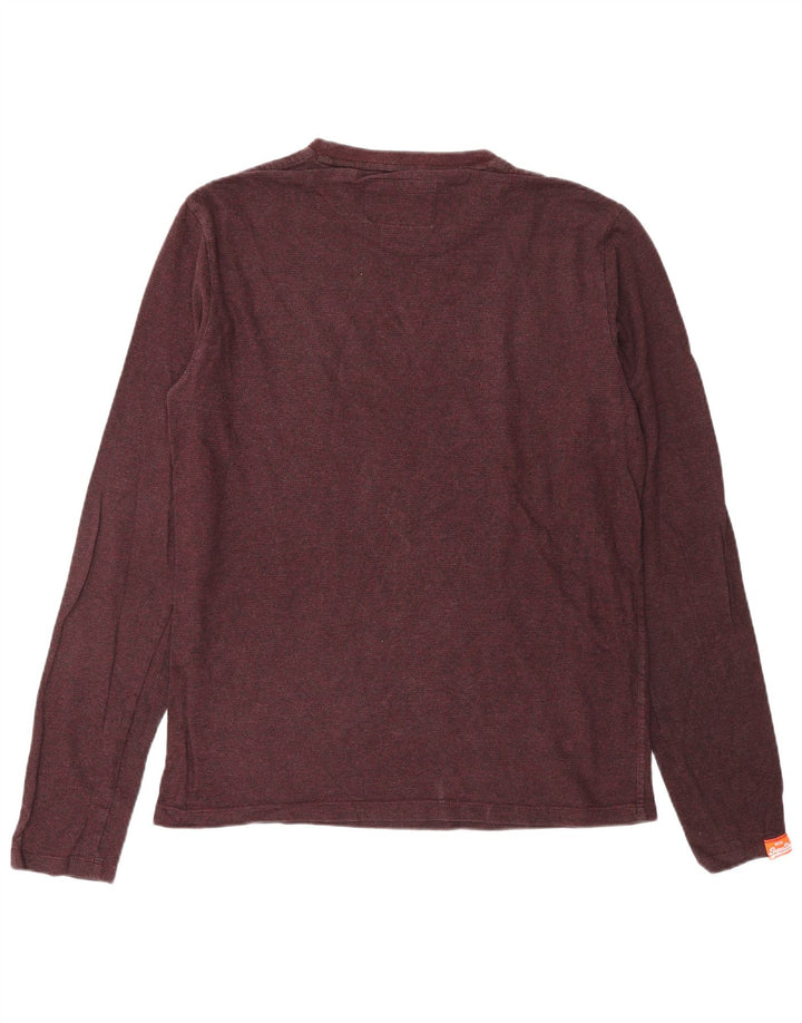 SUPERDRY Męski top z długim rękawem, duży, bordowy