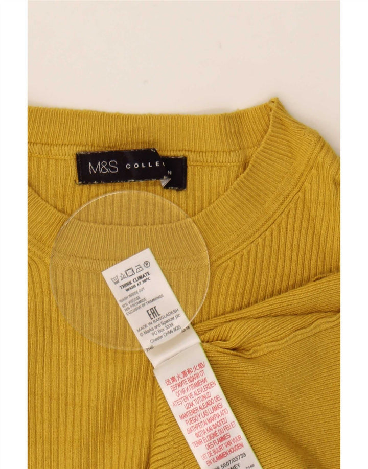 Damski sweter Marks & Spencer z okrągłym dekoltem, UK 12, średni żółty wiskoza