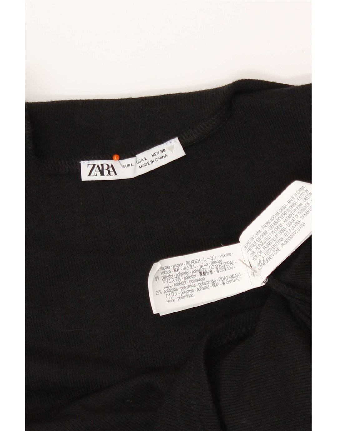 Damski top na jedno ramię Zara UK 14, duża, czarna wiskoza