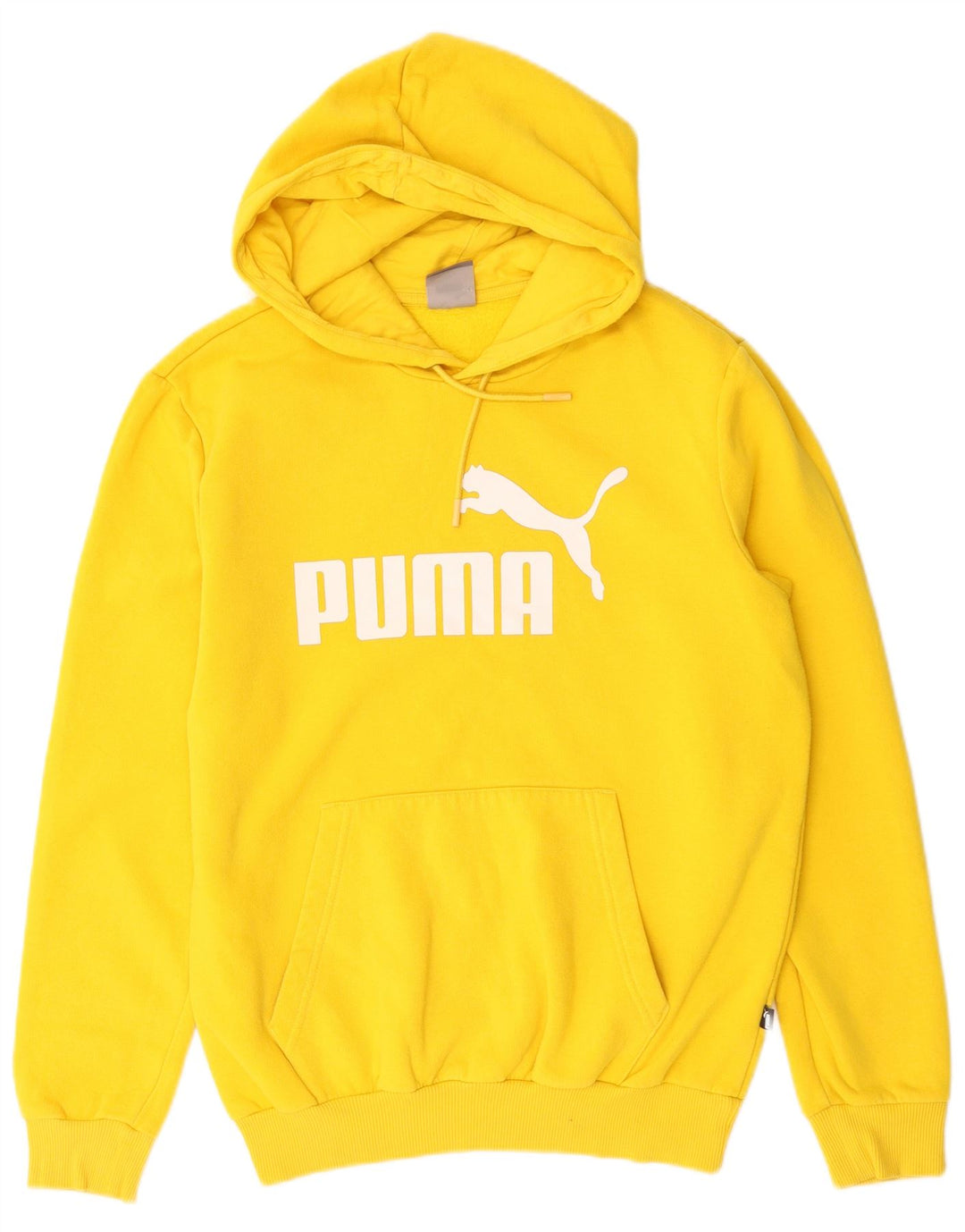 Męski sweter z kapturem i grafiką PUMA, mały, żółty, bawełniany
