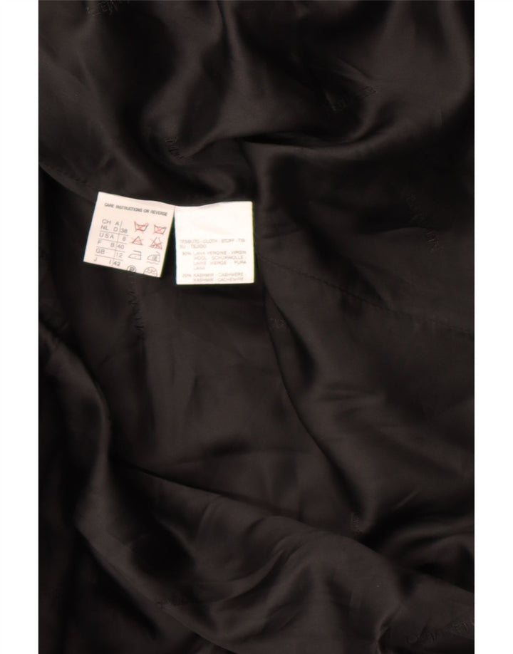 Max Mara Damski wełniany dwurzędowy płaszcz UK 12 Średni czarny wełniany klasyczny