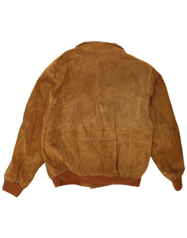Vintage męska zamszowa kurtka bomber IT 50 duża brązowa skóra