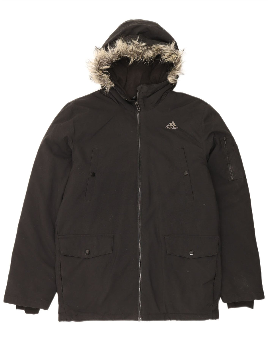 Adidas Męska kurtka parka z kapturem UK 36 Mały czarny nylon