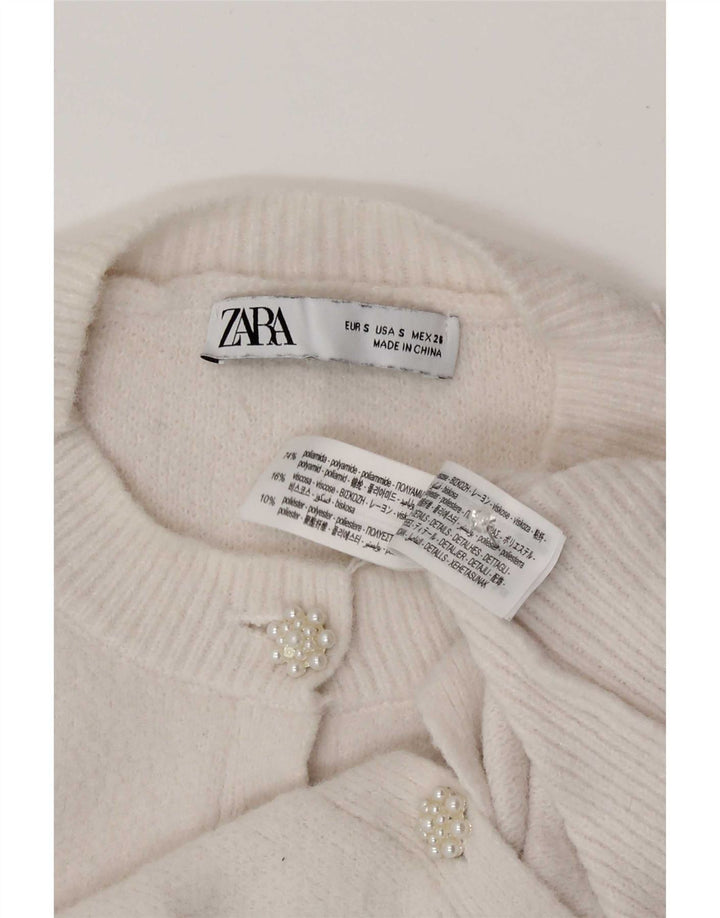 Sweter damski Zara Cardigan UK 10 Small Biały Poliamid