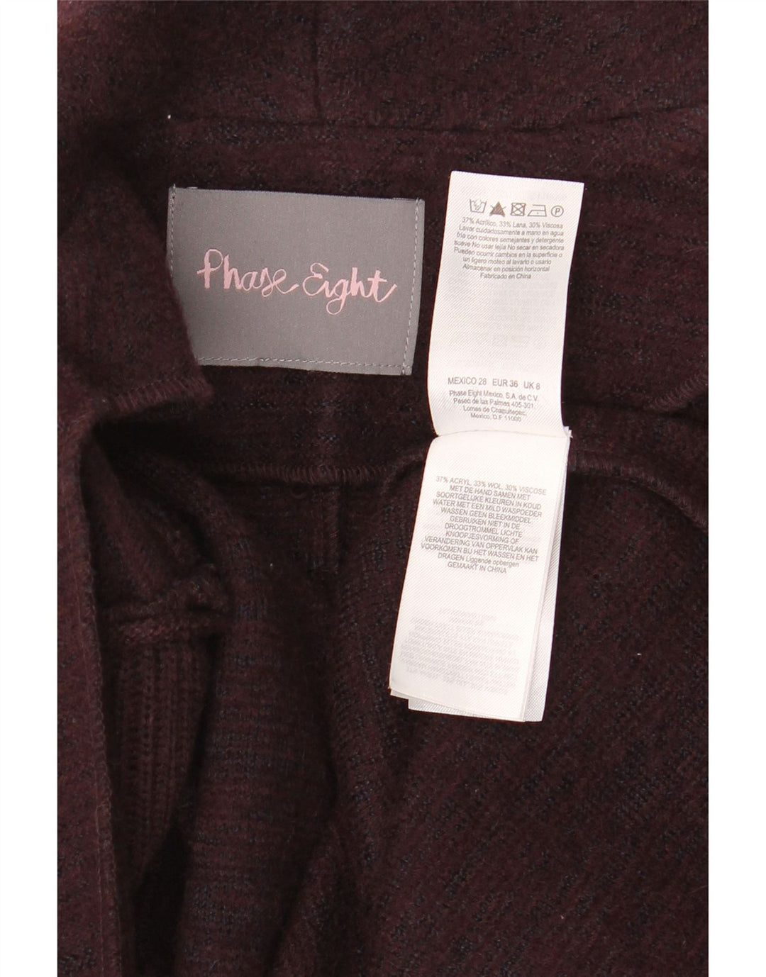 Damski sweter oversize z długim rękawem Phase Eight UK 8 Small Burgundy