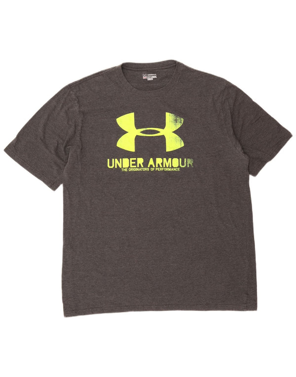 Męska koszulka z grafiką Under Armour Heat Gear, 2XL, szara, bawełniana