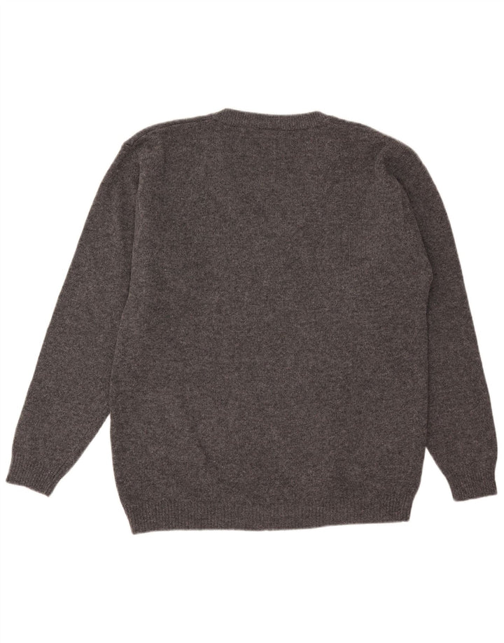 Męski sweter w stylu vintage z dekoltem w szpic IT 52, duży, szary, argyle/diament