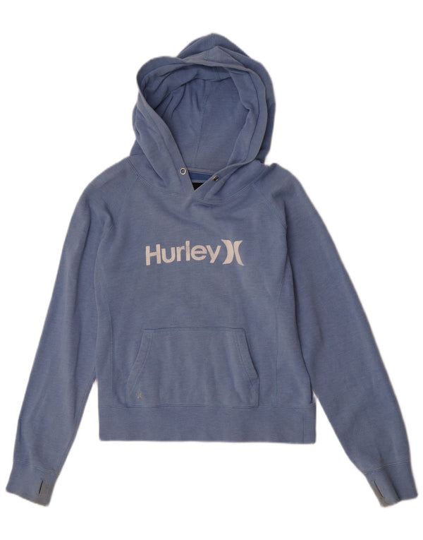 Damski sweter oversize z kapturem i grafiką Hurley UK 10 Small, niebieski, bawełniany