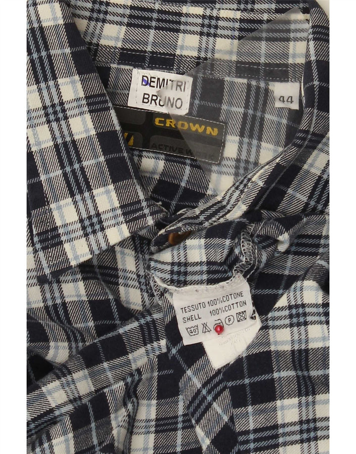 Koszula flanelowa męska Crown, rozmiar 44 XL, bawełniana w granatową kratkę
