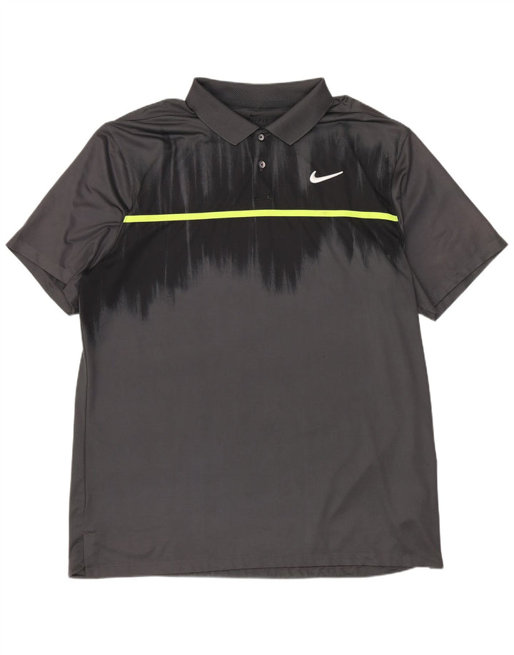 Męska koszulka polo Nike Dri Fit Standard Fit, duża, szara, poliestrowa z blokami kolorów