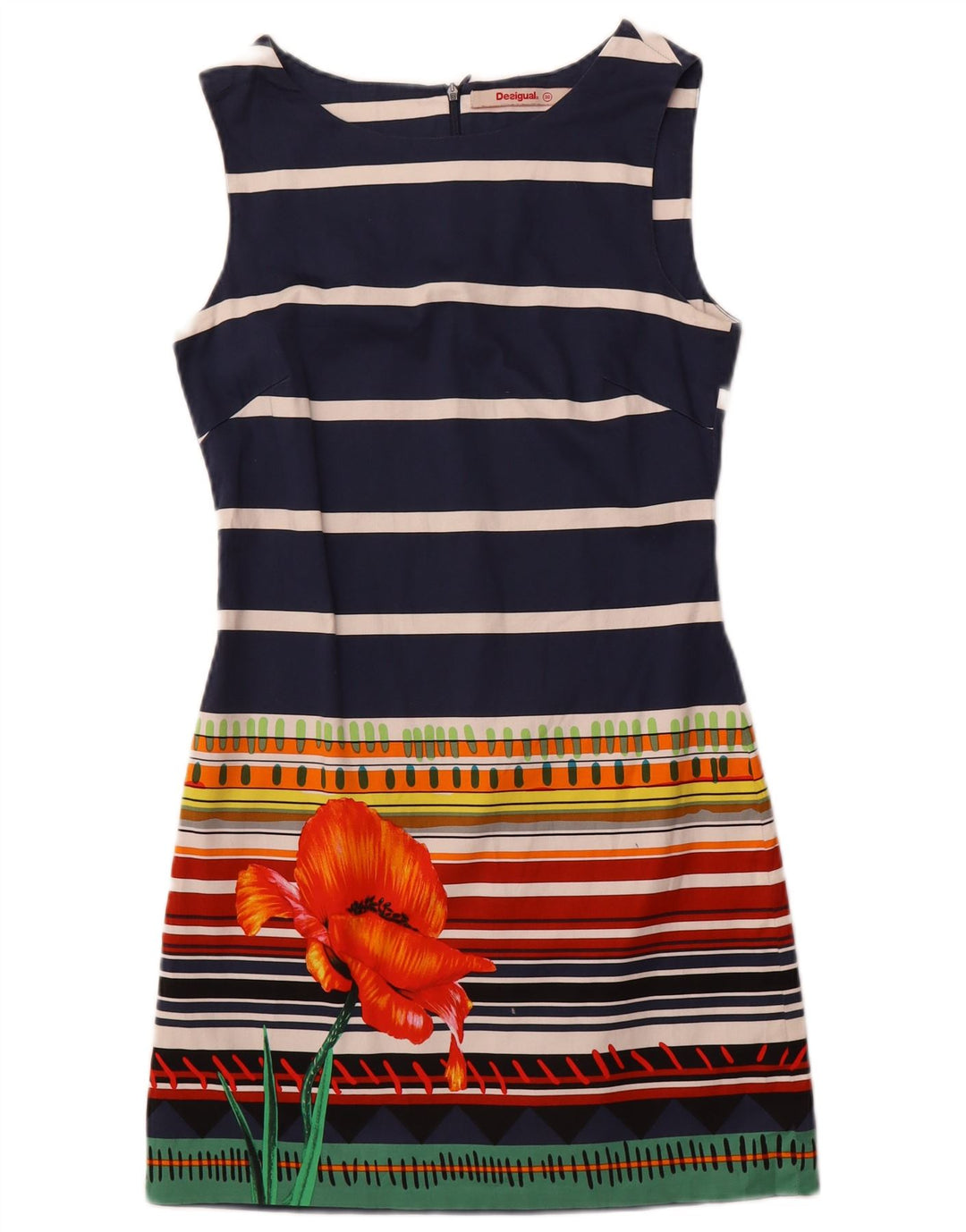 Damska sukienka płaszczowa bez rękawów Desigual EU 36 w małe granatowe paski