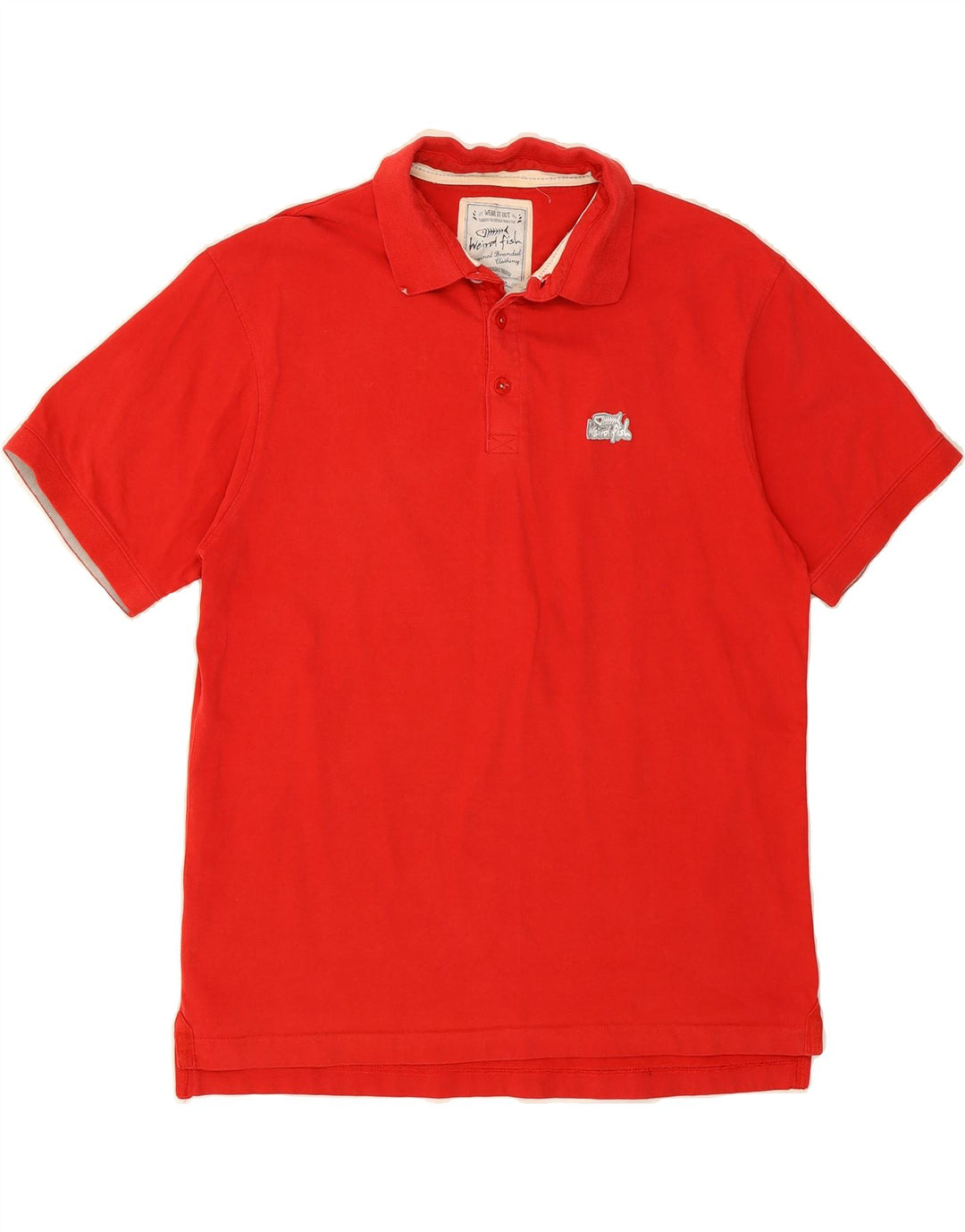 WEIRD FISH Mens Polo Shirt Medium Red Cotton Vintage Weird Fish and Second-Hand Weird Fish from Messina Hembry 