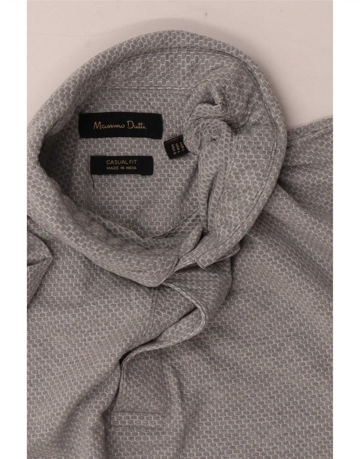 Męska koszulka polo Massimo Dutti o swobodnym kroju, duża, szara