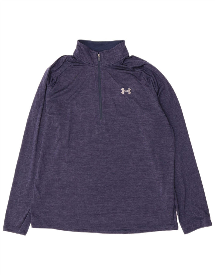 Męski dres Under Armour z zamkiem błyskawicznym i dużym granatowym prążkiem