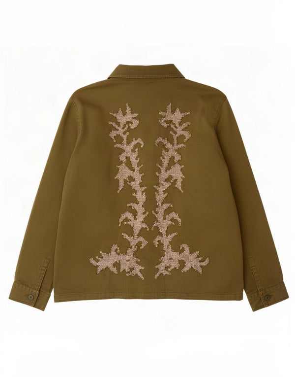 Damska kurtka użytkowa Zara Graphic UK 16, duża, bawełniana khaki paisley