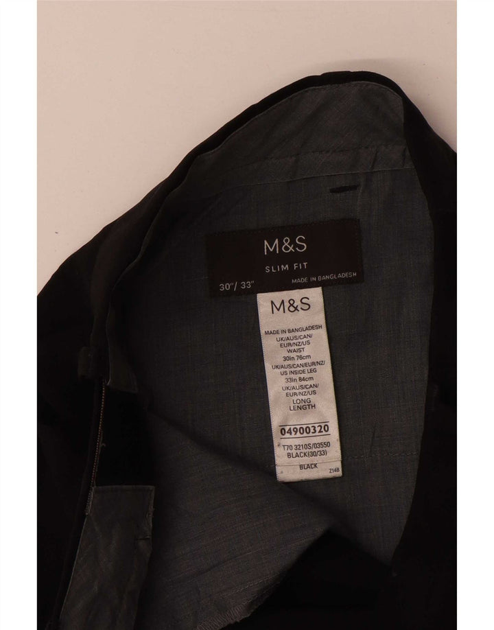 Marks & Spencer Damskie spodnie garniturowe slim fit W30 L33 Czarny poliester