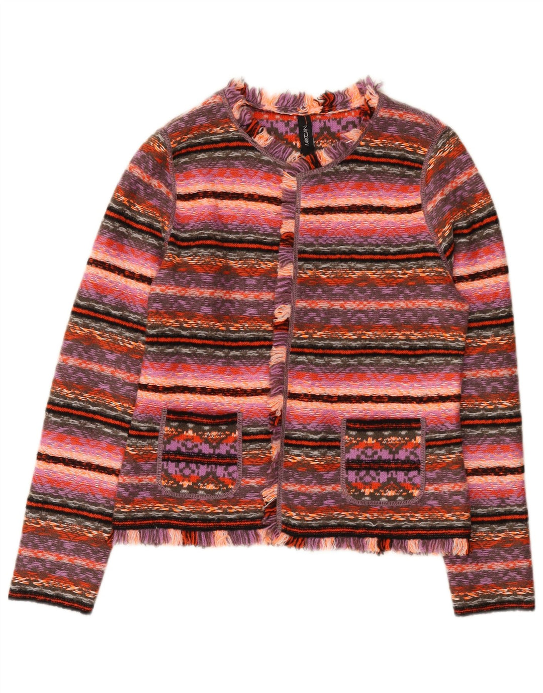 Sweter damski Marccain US 2 XS, różowa, geometryczna wełna