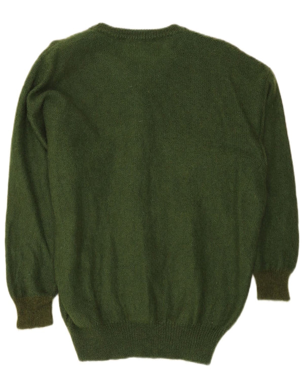 Vintage damski sweter oversize z grafiką UK 14, średni, zielony, kwiatowy
