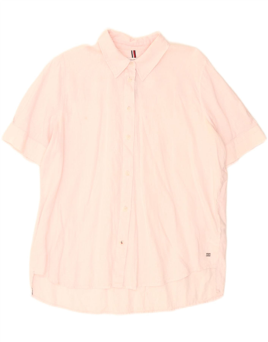 Damska koszula oversize z krótkim rękawem Tommy Hilfiger UK 12 Medium Pink Linen