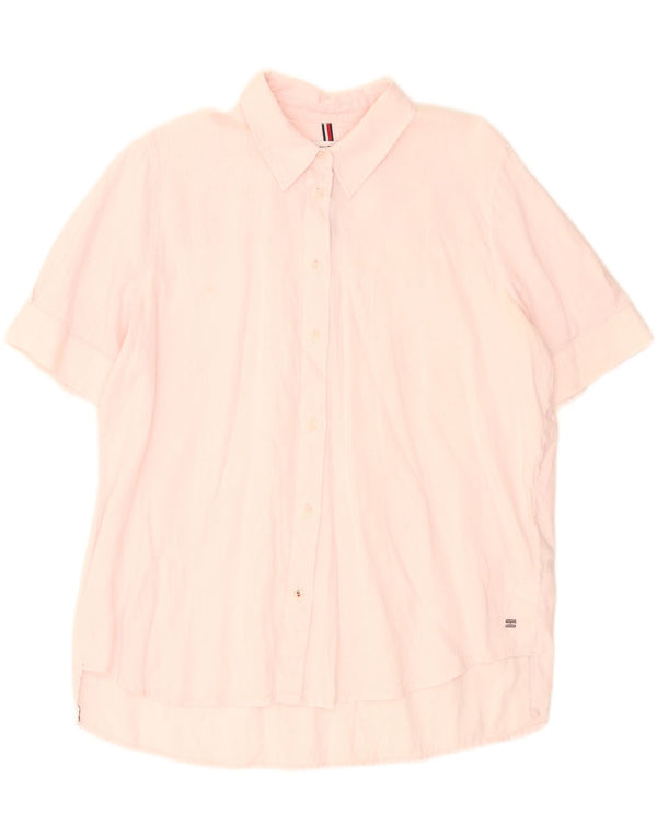 Damska koszula oversize z krótkim rękawem Tommy Hilfiger UK 12 Medium Pink Linen