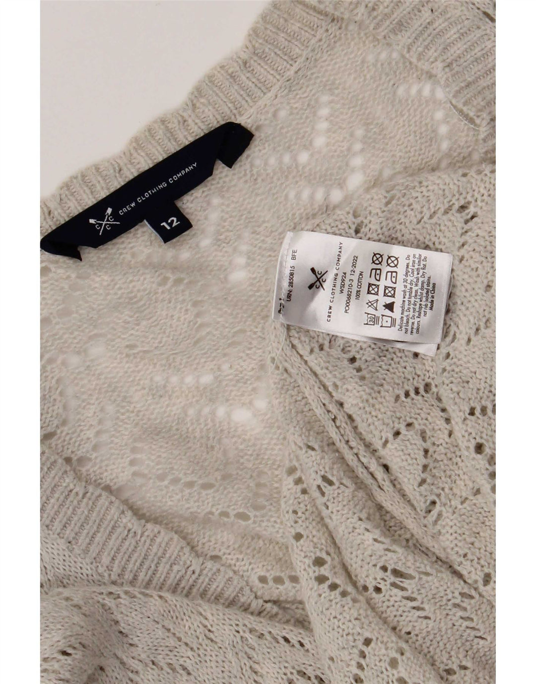 Crew Clothing Damski sweter oversize UK 12, średnioszary, bawełniany