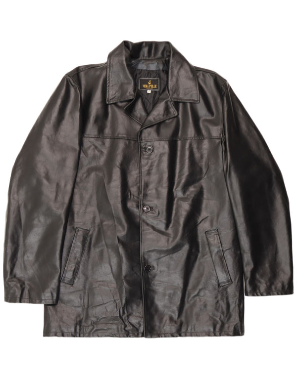 Vintage męska kurtka skórzana IT 52 XL czarna skóra