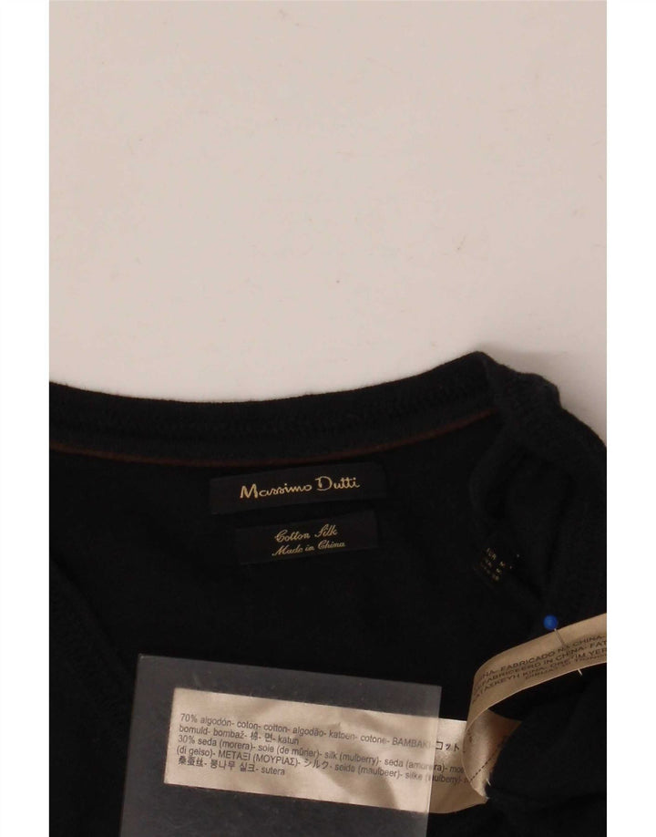 Męski sweter Massimo Dutti z dekoltem w kształcie litery V, średni granatowy, bawełniany
