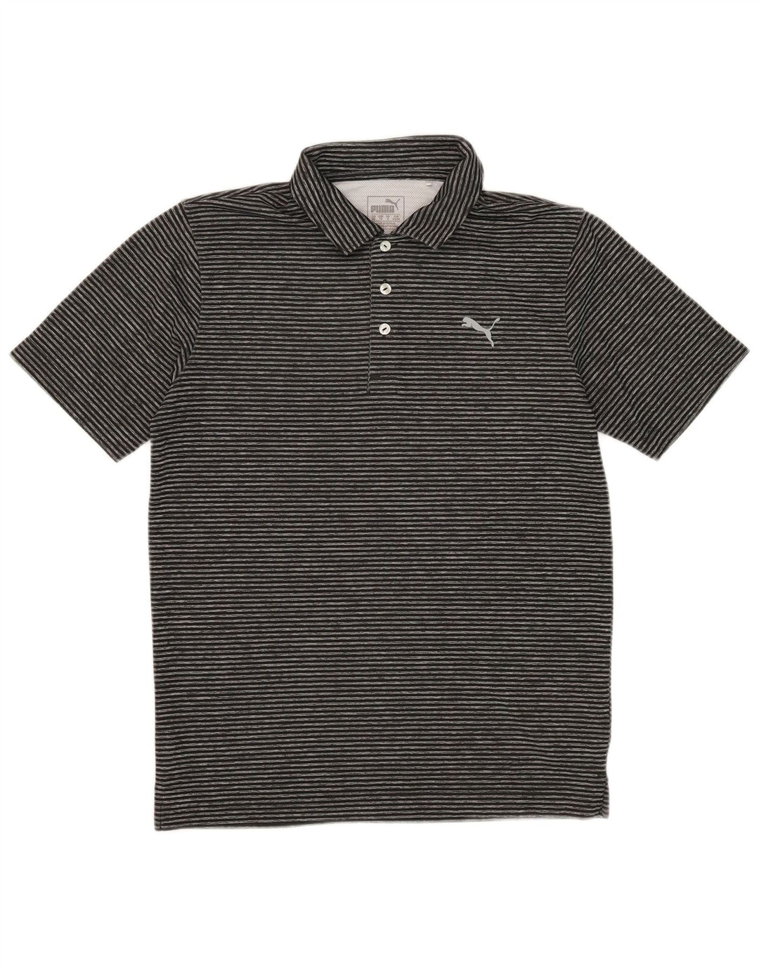 Męska koszulka polo Puma, mała, czarna, poliestrowa w prążki