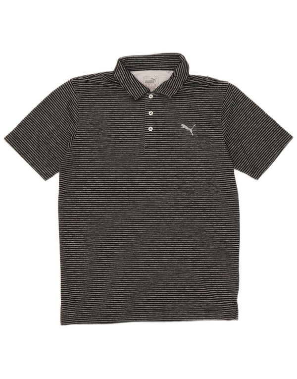 Męska koszulka polo Puma, mała, czarna, poliestrowa w prążki