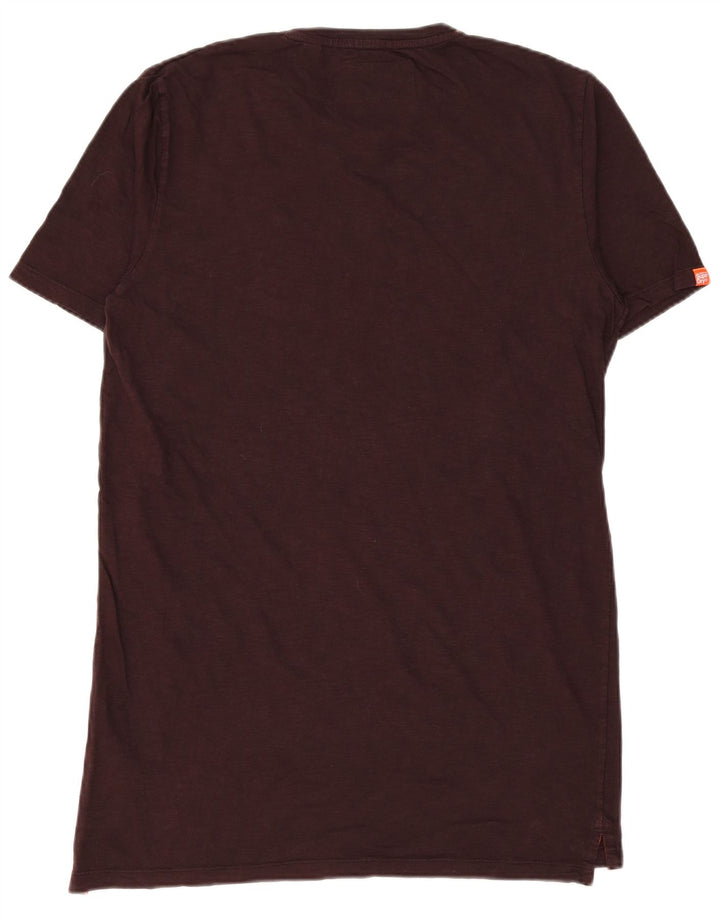 SUPERDRY Męski T-shirt Top XL Burgundowa Bawełniana