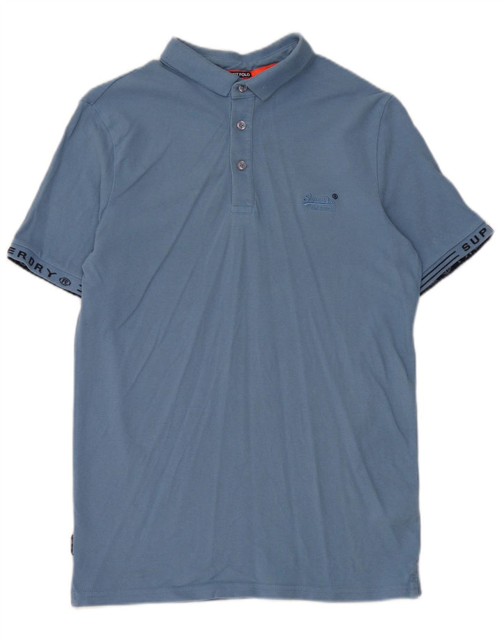 Męska koszulka polo Superdry z grafiką, średnia niebieska, bawełniana