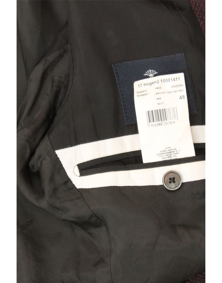 JOOP Mens 2 Button Blazer Jacket IT 48 Medium Maroon Wool Vintage Joop and Second-Hand Joop from Messina Hembry 