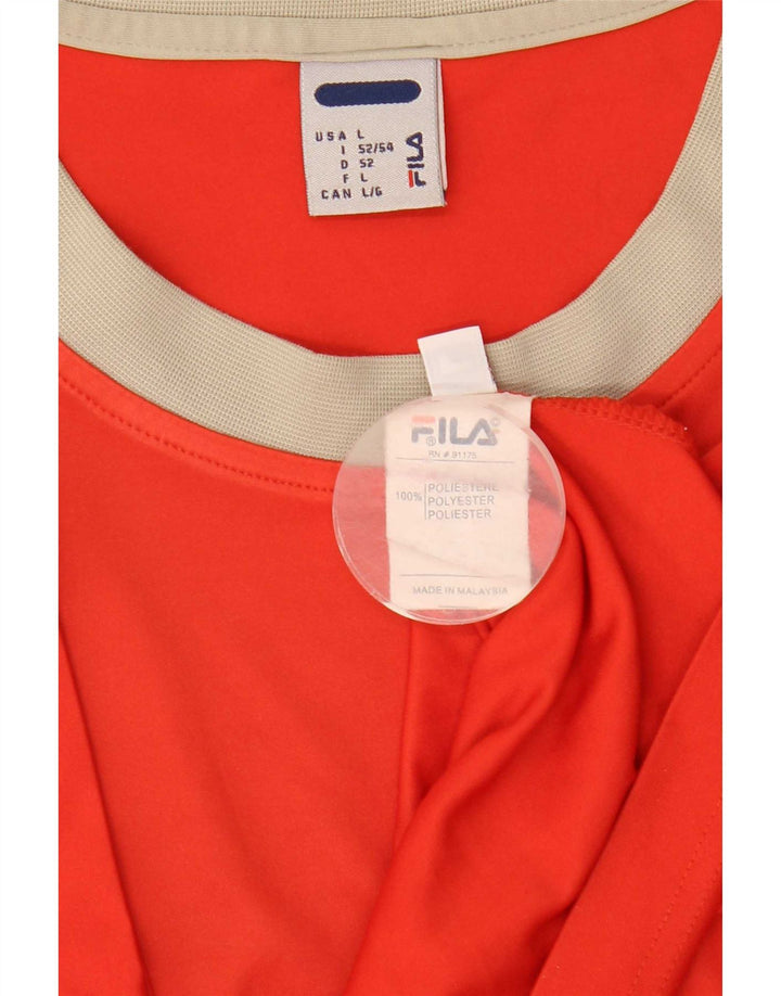 T-shirt męski Fila Top IT 52/54, duży, czerwony, poliestrowy blok kolorów