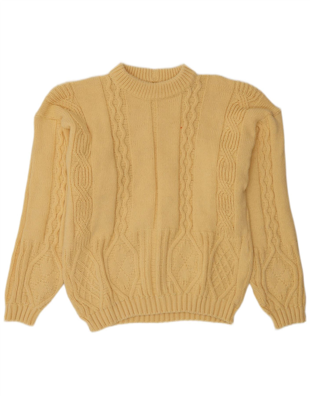 Vintage męski sweter z wycięciem pod szyją, duży żółty