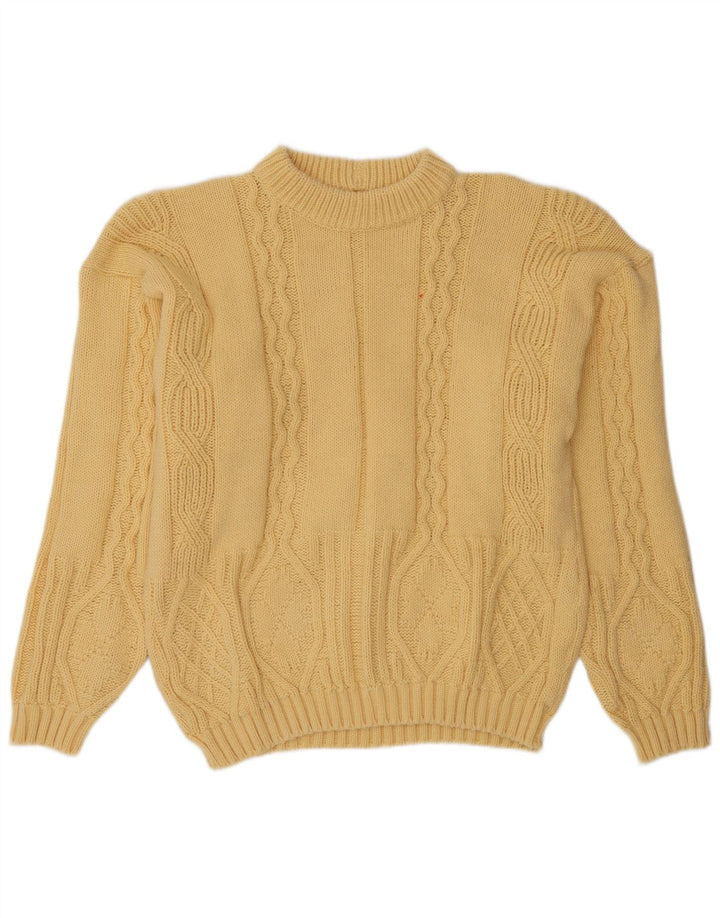 Vintage męski sweter z wycięciem pod szyją, duży żółty