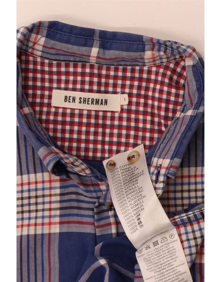 Koszula męska Ben Sherman, duża, bawełniana w granatową kratę