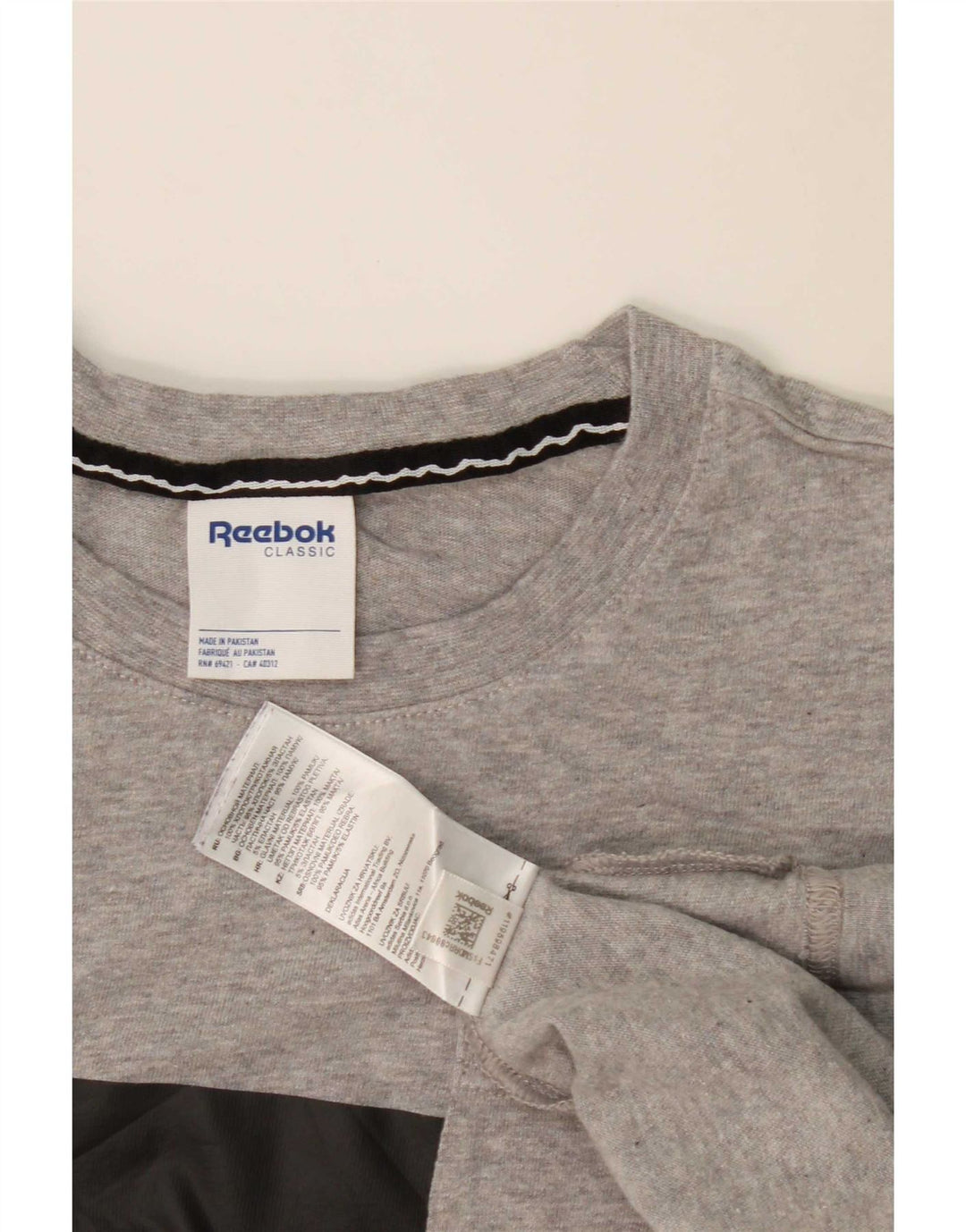 T-shirt męski Reebok, duży, szary, bawełniany z blokami kolorów
