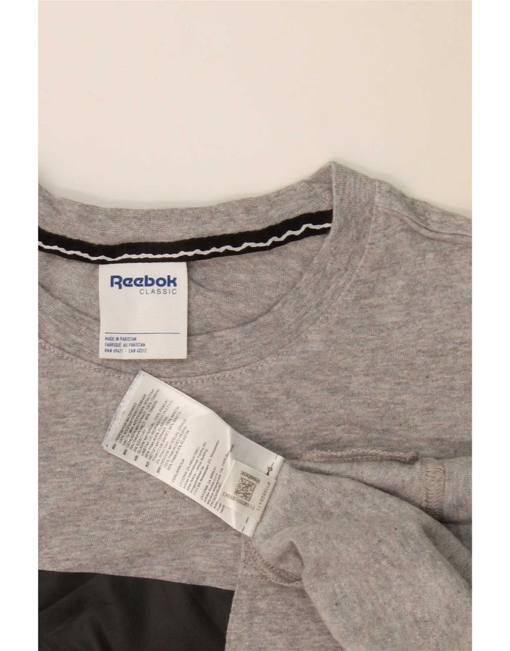 T-shirt męski Reebok, duży, szary, bawełniany z blokami kolorów