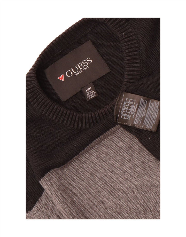 Męski sweter z okrągłym dekoltem Guess, bawełniany, w kolorze średniej czerni