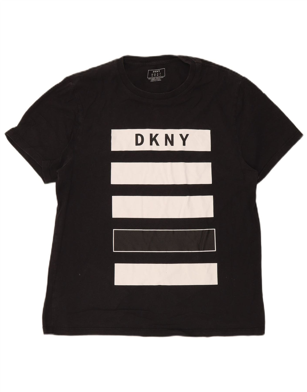 DKNY Mens Graphic T-Shirt Top Medium Black Cotton