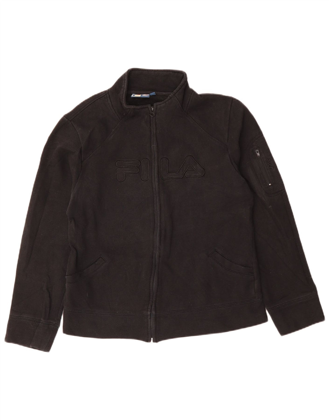 Damska kurtka dresowa FILA z grafiką UK 16, duża, czarna, bawełniana