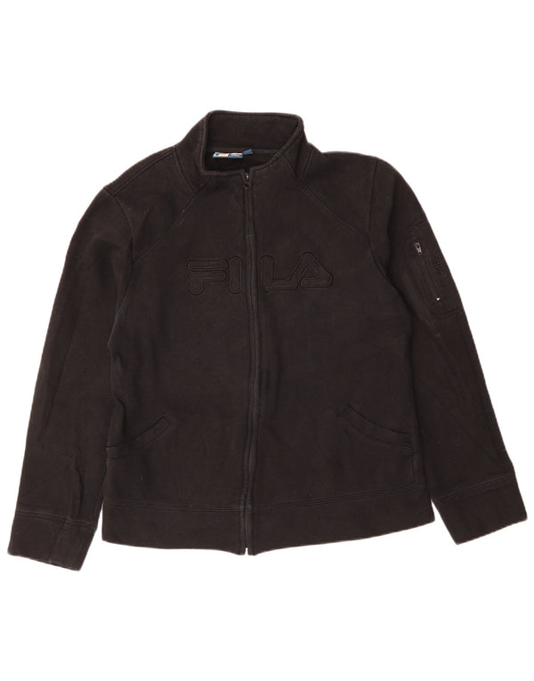Damska kurtka dresowa FILA z grafiką UK 16, duża, czarna, bawełniana