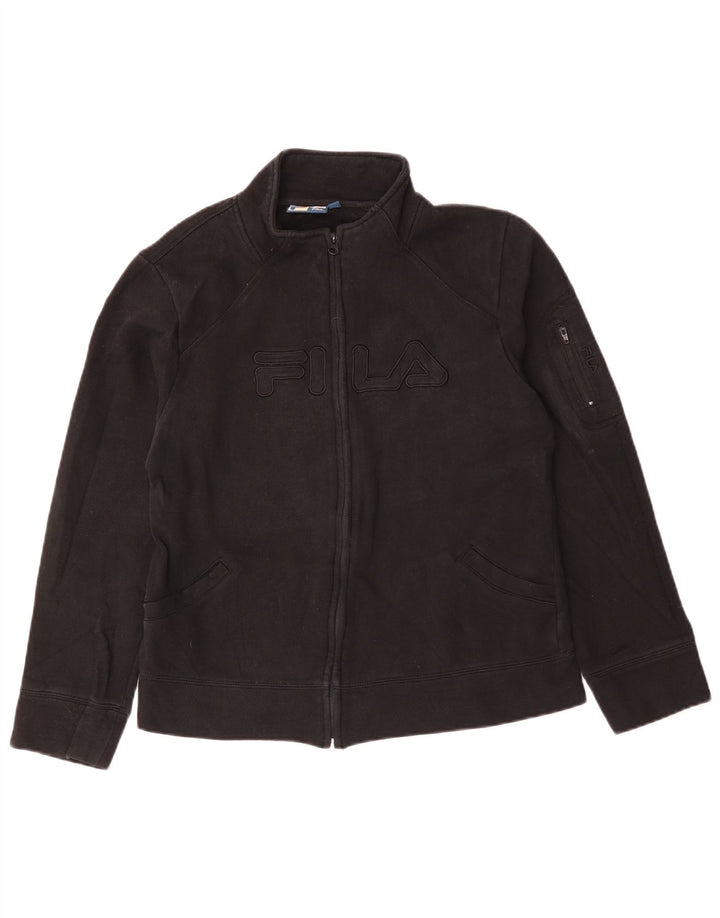 Damska kurtka dresowa FILA z grafiką UK 16, duża, czarna, bawełniana