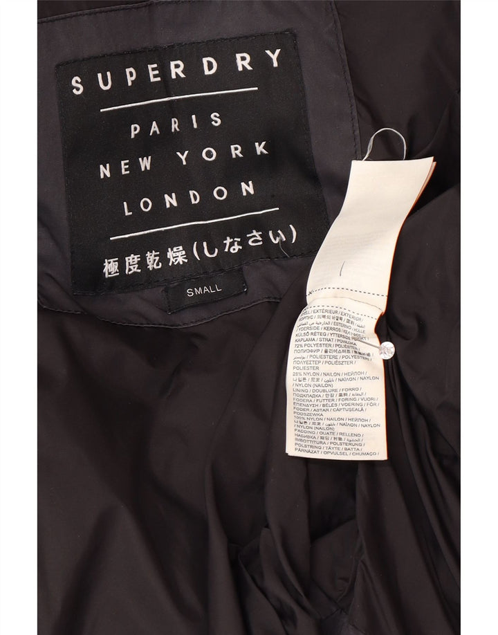 SUPERDRY Womens Oversized Graphic Padded Jacket UK 10 Small Black