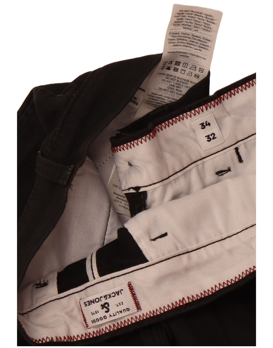 Męskie spodnie typu slim chino Jack & Jones W34 L32 Czarna bawełna