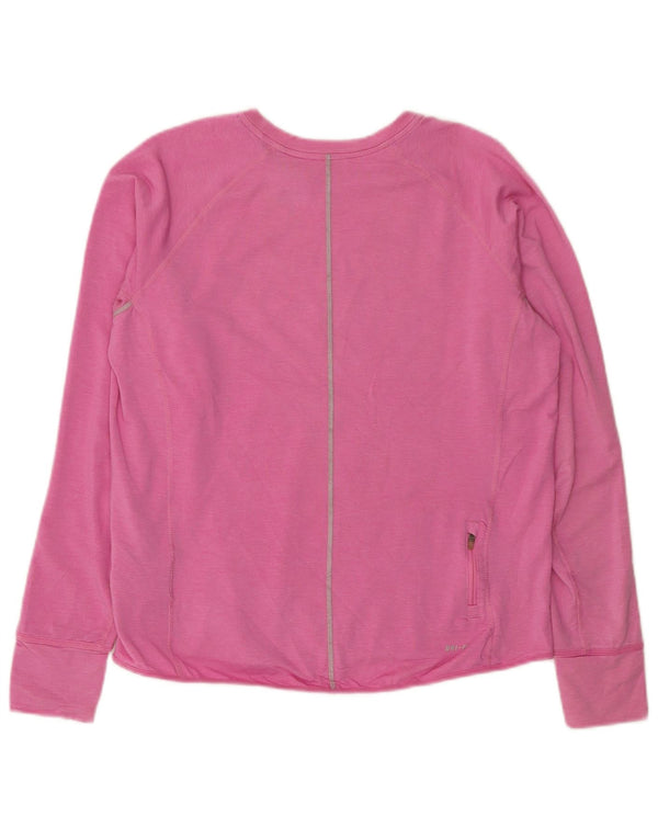 Damski top NIKE Dri Fit z długim rękawem, UK 18 XL, różowy Lyocell