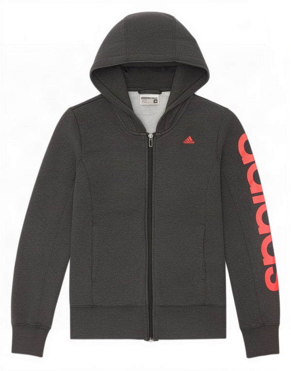 Damska bluza z kapturem Adidas Climalite Graphic Zip UK 6 XS Szara bawełna